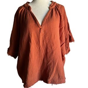 Young Fabulous & Broke Double Gauze Short Sleeve Top - Sz M